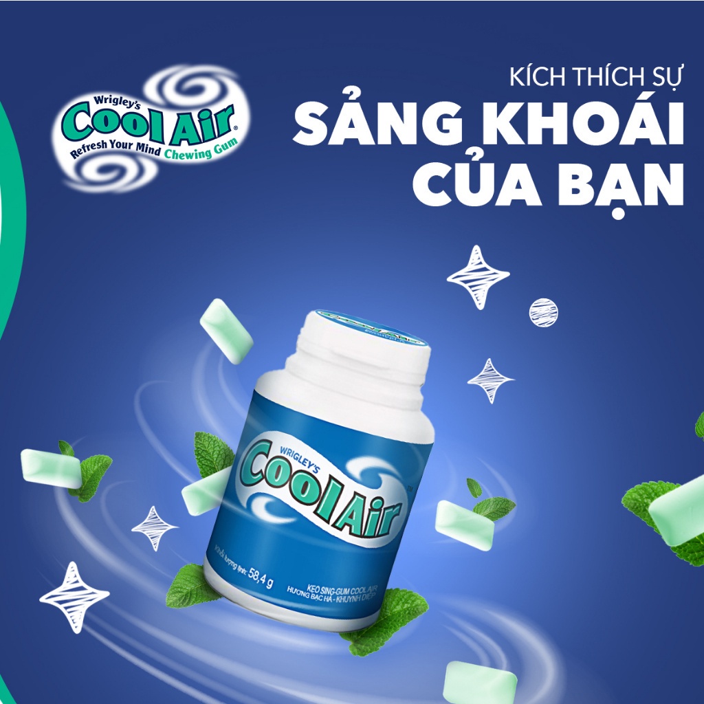 Combo 2 Hũ Kẹo Sing-gum Cool Air Hương Bạc Hà - Khuynh Diệp 40 viên