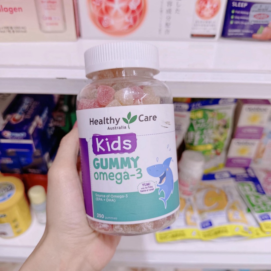 Kẹo Kid Gummy Omega 3 Healthy Care 250 viên cho bé từ 2 tuổi.