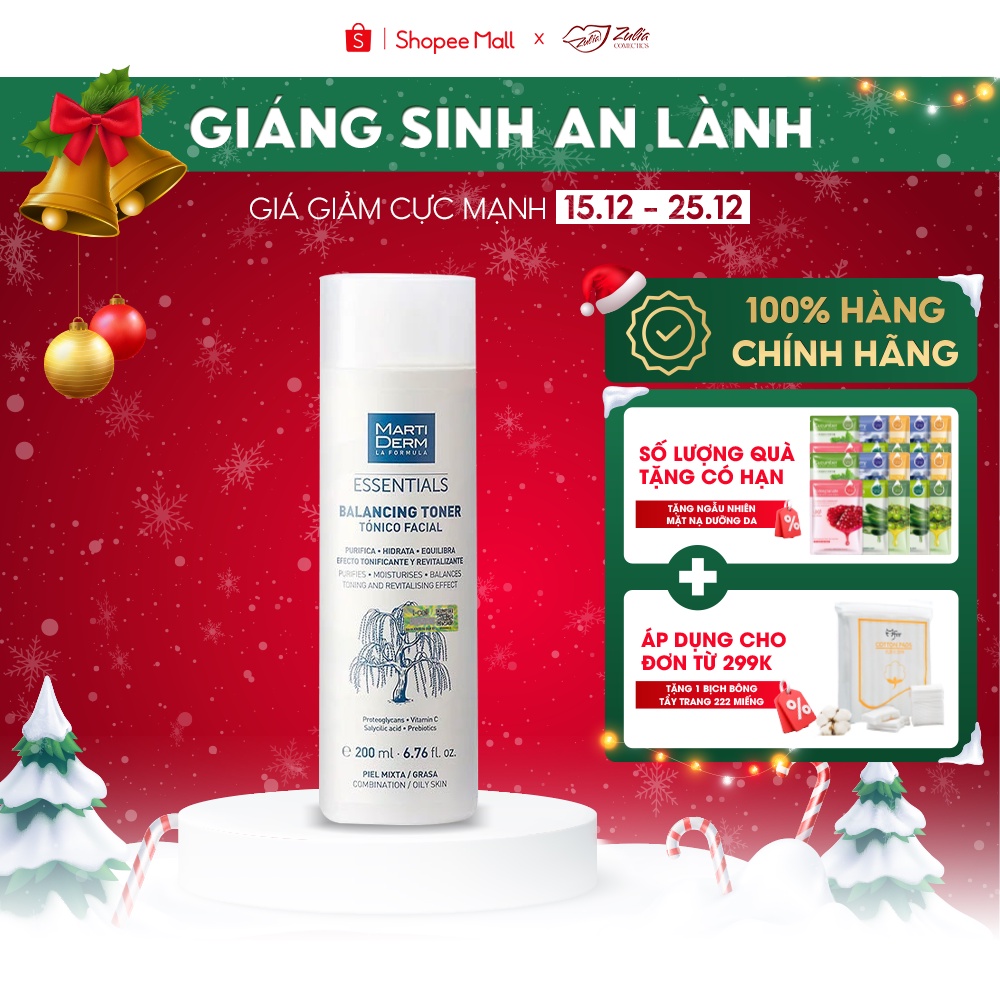 Toner Marti Derm Essentials 550ml, Nước Cân Bằng Làm Sạch Da Dưỡng Trắng Nâng Tone Da