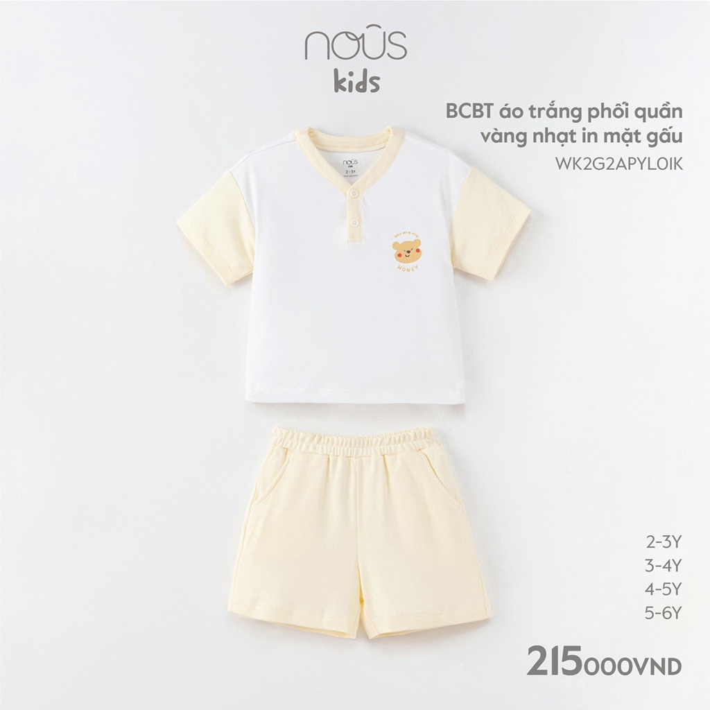 Bộ quần áo trẻ em nous kids bé trai đủ màu, chất liệu nu doux mềm mát, thoáng khí Nous Bình Dương