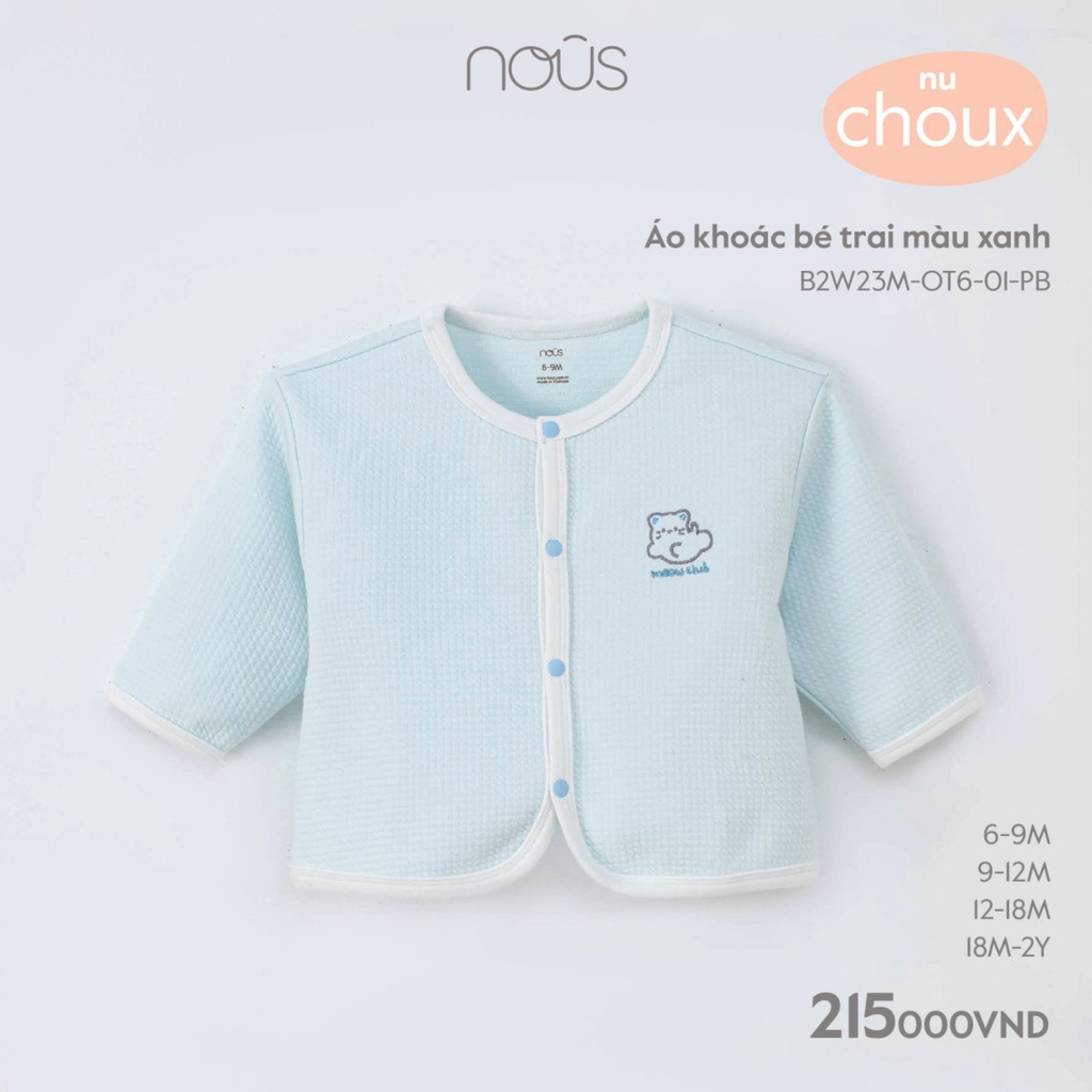Áo khoác Nous vàng tai thỏ size 3 đến 24 tháng - Nu Choux siêu ấm - Nous Bình Dương - Bipbipstore