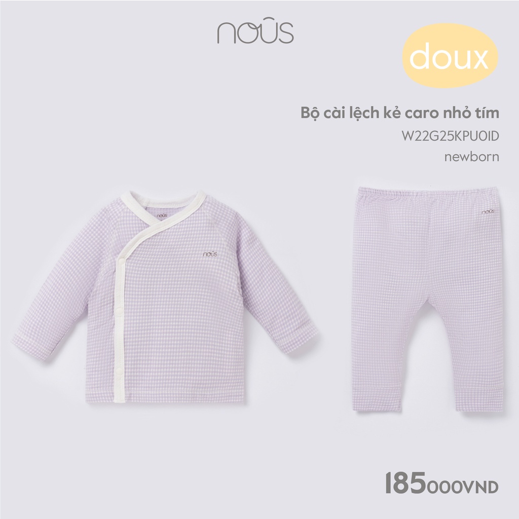 Bộ quần áo sơ sinh nous newborn cài thẳng dài mềm mát đủ màu - Nous Bình Dương - Bipbipstore
