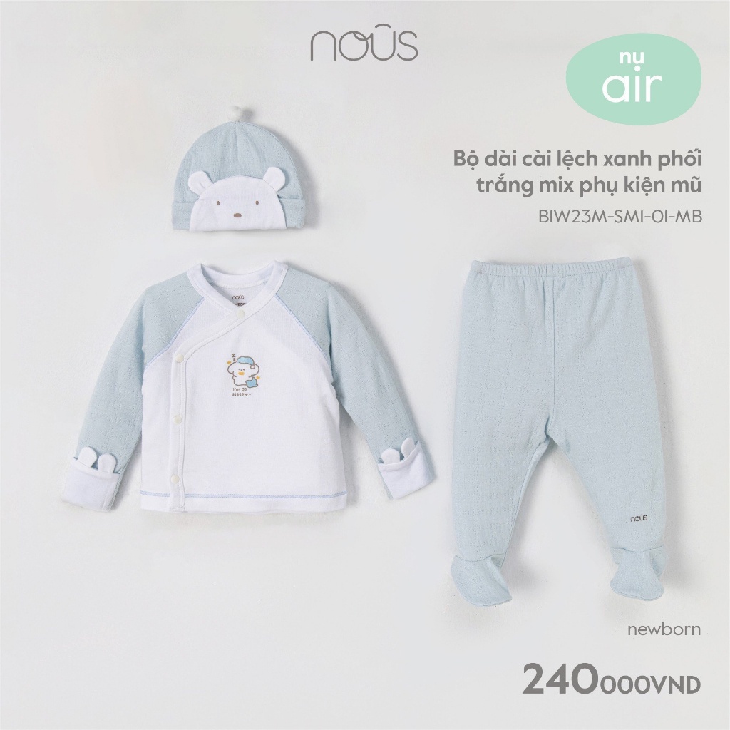 Bộ quần áo sơ sinh nous newborn cài thẳng dài mềm mát đủ màu - Nous Bình Dương - Bipbipstore