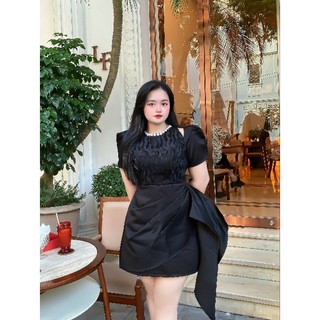 ĐẦM BIGSIZE REN CHÉO VẠT DỰ TIỆC (L-2XL)
