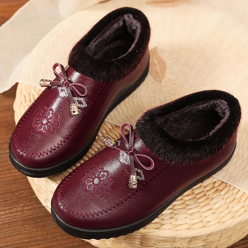 Giày Bông Giữ Ấm Lót Nhung Chống Thấm Nước Cho Bà Mẹ Trung Niên Và Cao Tuổi Mùa Đông