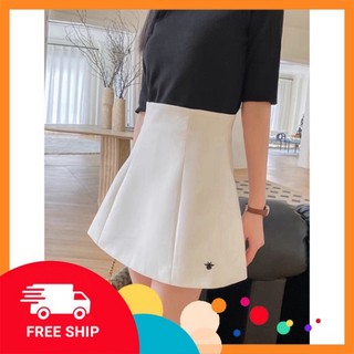 Chân váy chữ A cạp cao Basic dáng xòe chất kaki giãn nở thời thượng có thêu con Ong bassic