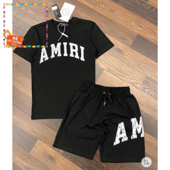 ksi 6. Bộ Quần Áo Loang Amiri ❤ Set Quần Đùi Áo Thun Tay Lỡ Cotton Dày Dặn HT73