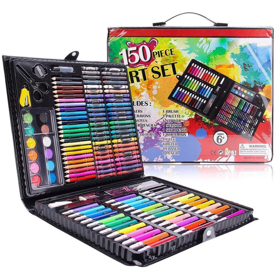 SET HỘP BÚT MÀU 150 CHI TIẾT CHO BÉ 2023 (bút chì màu - sáp màu)