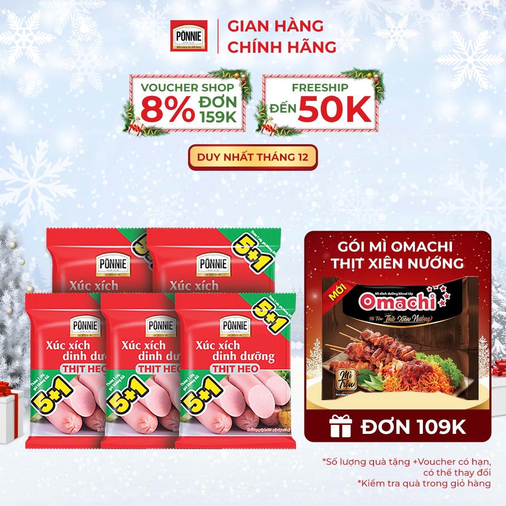 Combo 5 Xúc xích tiệt trùng Ponnie Heo 33gr