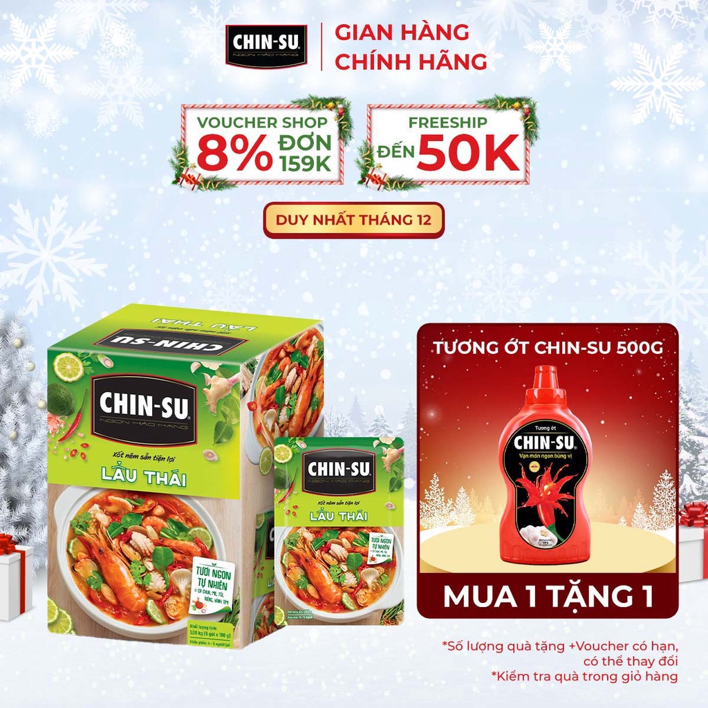 CHIN-SU Xốt Nêm Sẵn Tiện Lợi Lẩu Thái Hộp 6 Gói x 180G