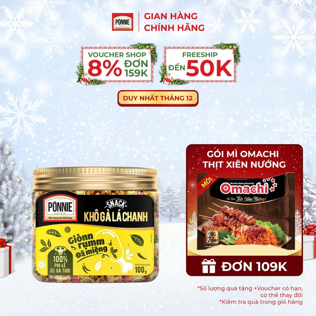 Snack Ponnie Khô Gà Lá Chanh Hộp 100G