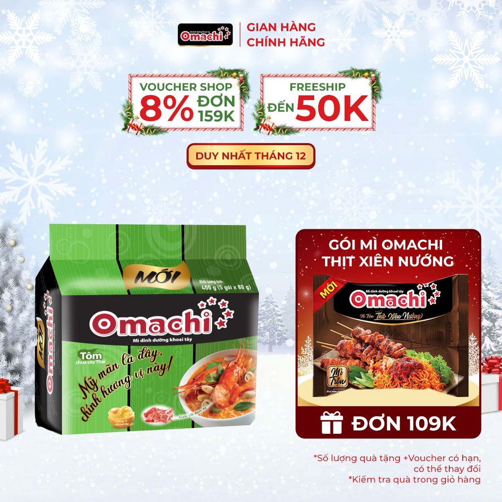 Mì Omachi Tôm Chua Cay Thái Gói - Lốc 5 Gói x 80g