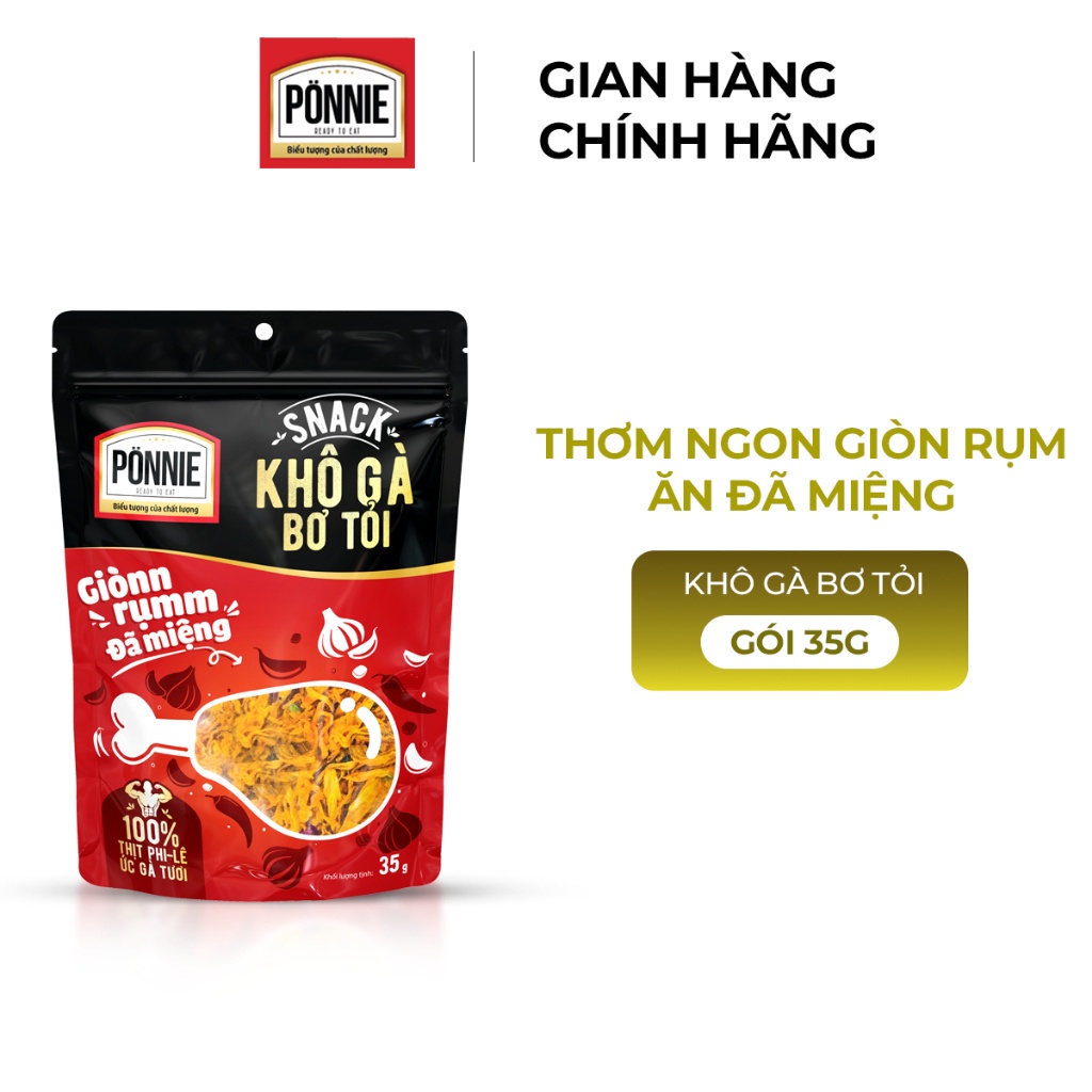 Snack Ponnie Khô Gà Bơ Tỏi Gói 35gr