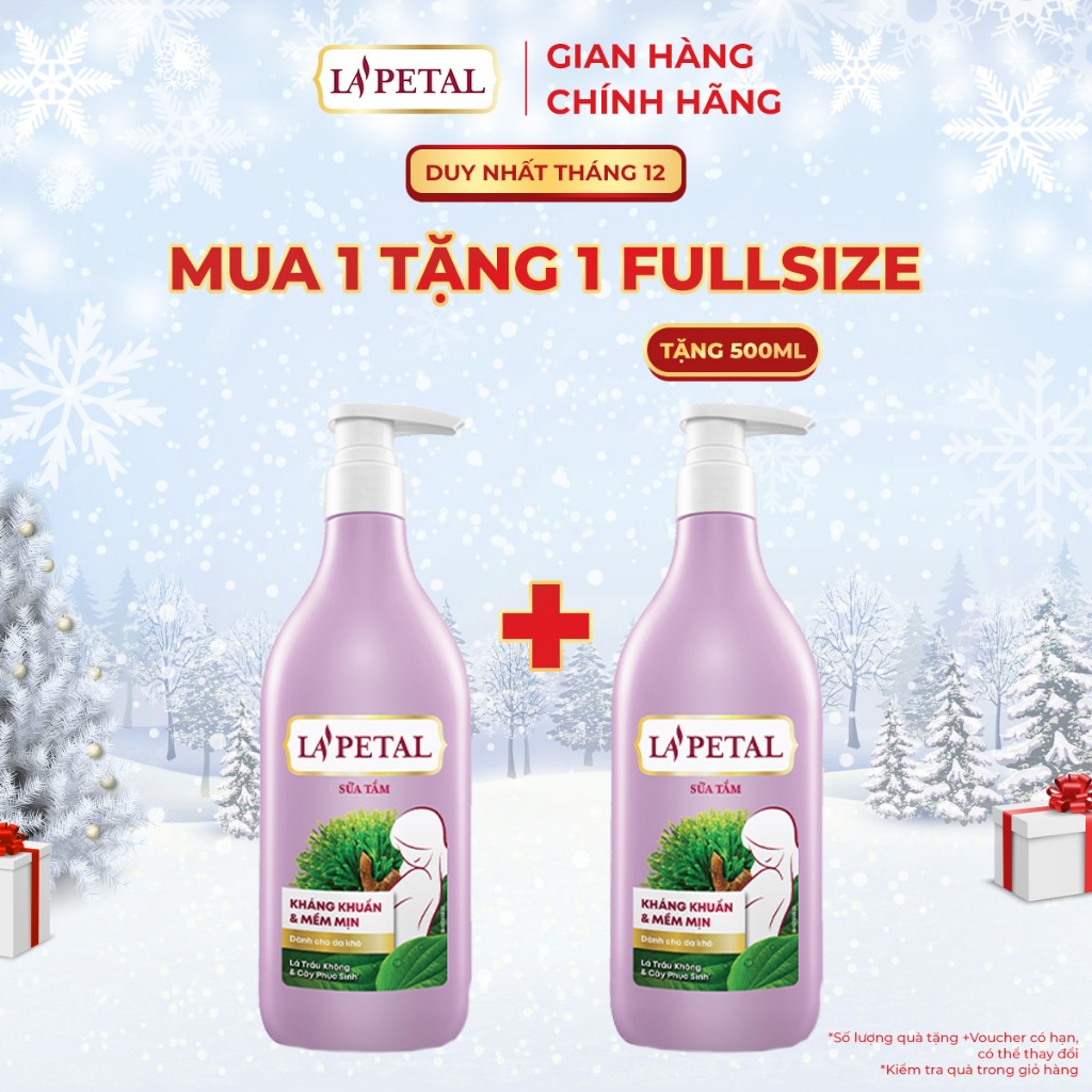 La’Petal Sữa Tắm Sáng Da & Kháng Khuẩn Dành Cho Da Khô Chai 500ml