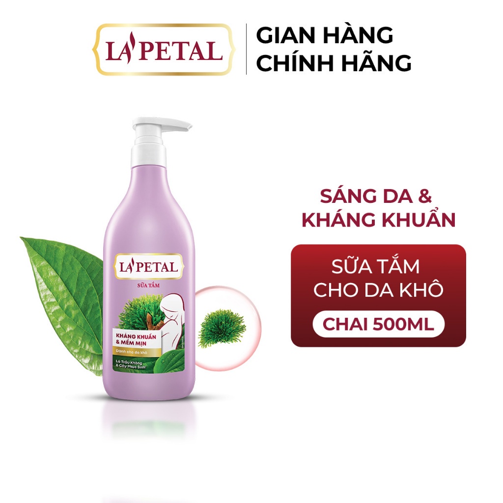 La’Petal Sữa Tắm Sáng Da & Kháng Khuẩn Dành Cho Da Khô Chai 500ml
