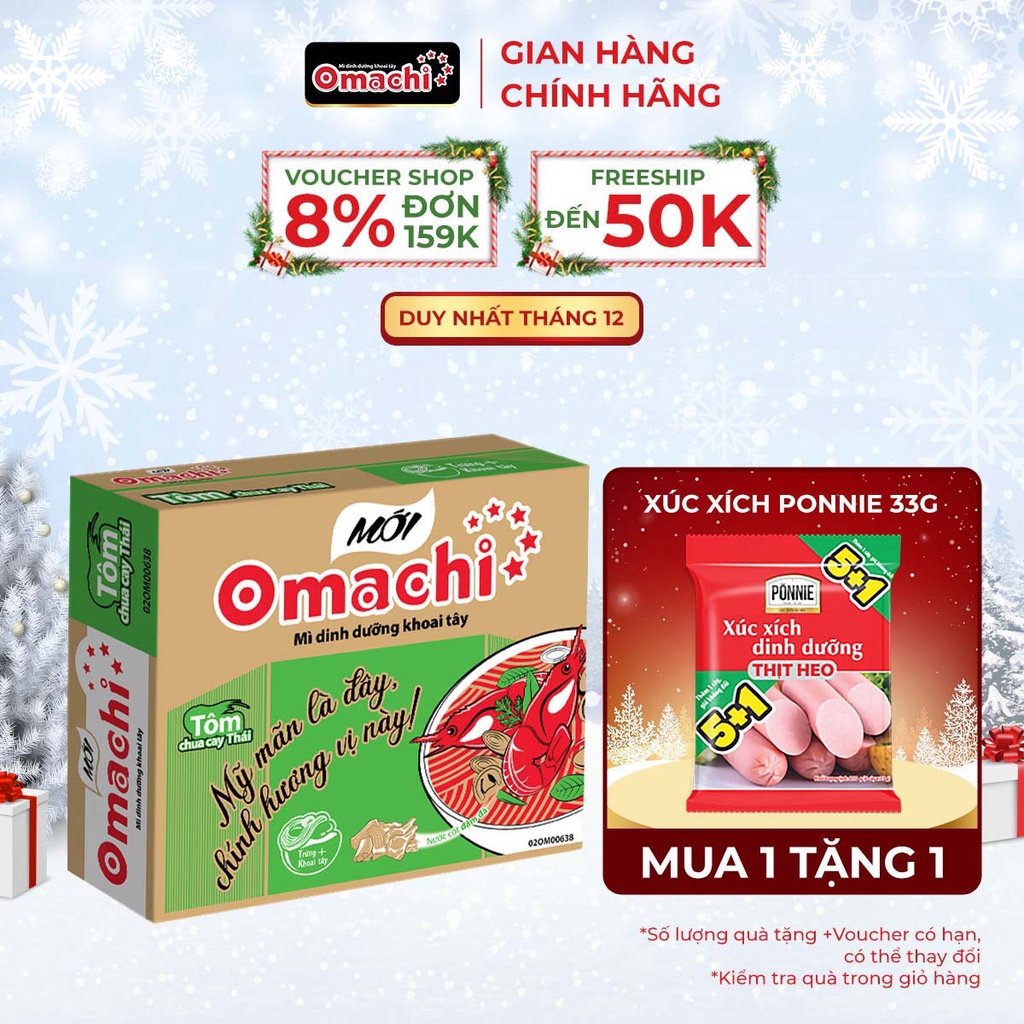 Mì Omachi Tôm Chua Cay Thái Gói - Thùng 30 Gói x 80g