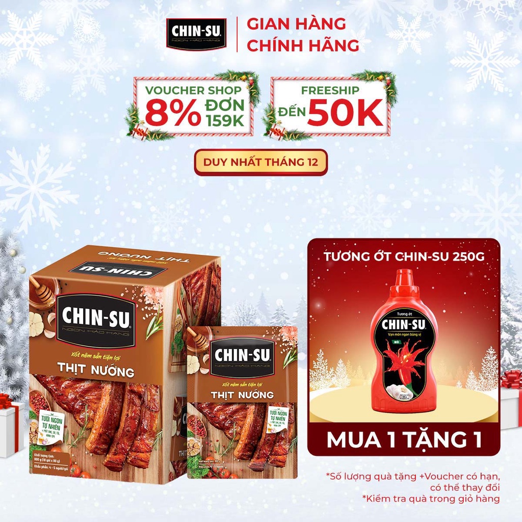 CHIN-SU Xốt Nêm Sẵn Tiện Lợi Thịt Nướng Hộp 10 Gói x 80G