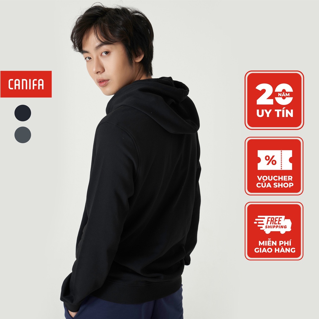 Áo nỉ nam CANIFA áo hoodie có mũ dài tay in hình 8TW23W004