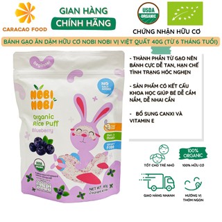 Bánh gạo ăn dặm hữu cơ cho bé Nobi Nobi vị việt quất 40g , Bánh ăn dặm cho bé