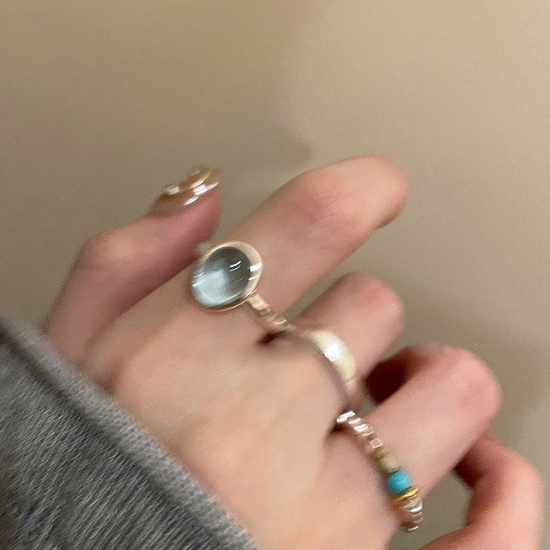 Nhẫn Hở Bằng Đá Tự Nhiên Màu Bạc Thời Trang Cho Nữ 12.20