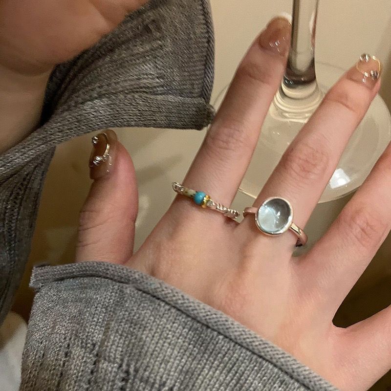 Nhẫn Hở Bằng Đá Tự Nhiên Màu Bạc Thời Trang Cho Nữ 12.20