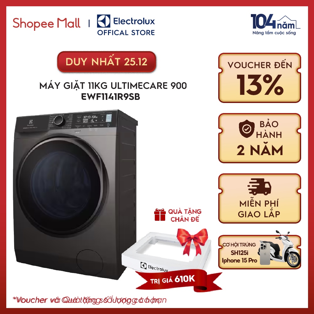 Máy giặt cửa trước Electrolux 11kg UltimateCare 900 - EWF1141R9SB - Cảm biến AI