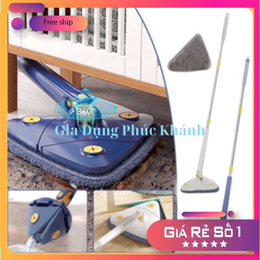 CÂY LAU NHÀ TAM GIÁC TỰ VẮT XOAY 360 ĐỘ THÔNG MINH. CHỔI ĐA NĂNG CÁN DÀI LAU TƯỜNG TRẦN NHÀ, LAU KÍNH, CỬA SỔ, KÍN
