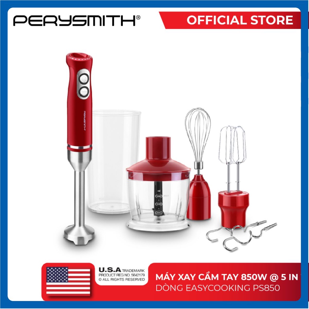Bộ 5 sản phẩm máy xay sinh tố cầm tay 850W PerySmith PS850