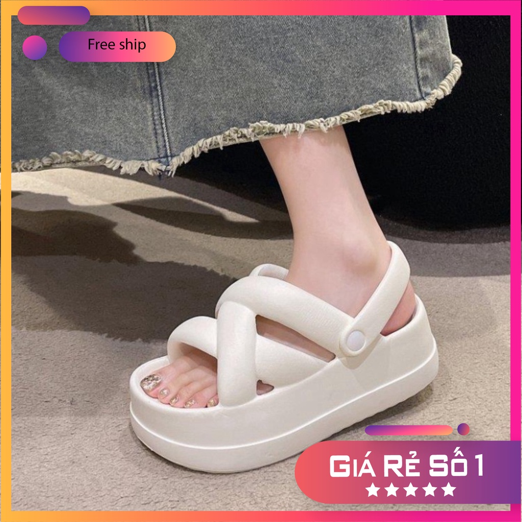 Dép sandal bánh mì quai chéo đế độn 6cm đơn giản phong cách Hàn Quốc  Xưởng May Thái Trần Thái trần