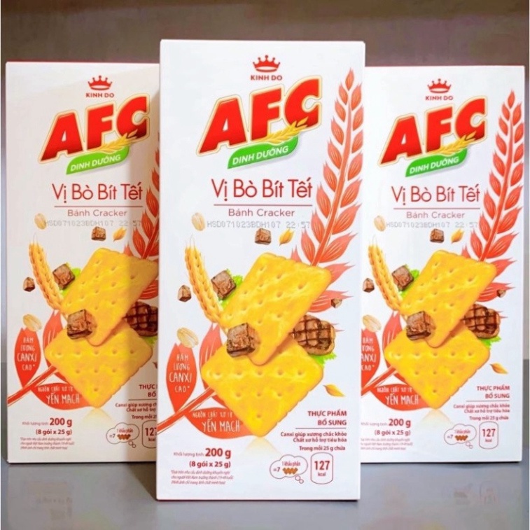 Bánh quy mặn AFC vị bò bit tết, rau, lúa mì, cốm non Bánh Tráng FOOD Bánh Tráng FOOD