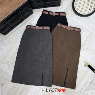Chân váy dạ xẻ kèm đai hàng QC