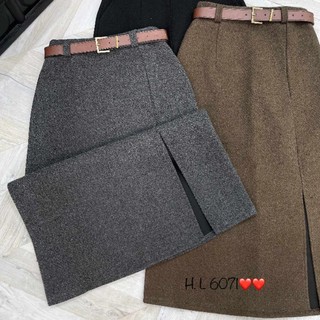 Chân váy dạ xẻ kèm đai hàng QC