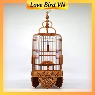 Lồng chim khuyên chạm 3D - Tích Lân vờn cầu cực đẹp
