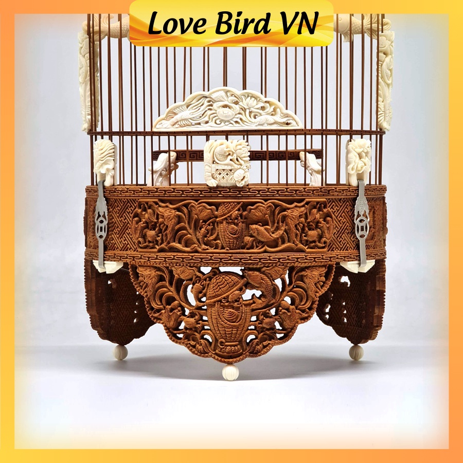 Lồng chim khuyên chạm độ xương VIP  - Tích Tôm Cua Cá