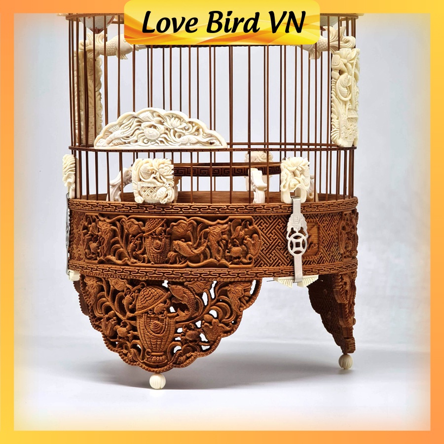 Lồng chim khuyên chạm độ xương VIP  - Tích Tôm Cua Cá