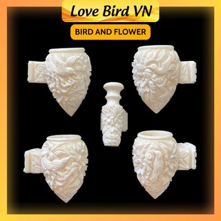 Cóng khuyên đẹp - Chạm tích chim hoa làm từ xương nguyên chất