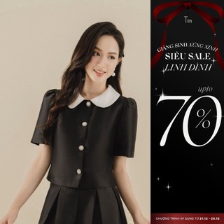 Áo phối cổ sen tay cộc tiinstore ahn686