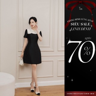Váy phối cúp lượn cổ sen vuông tiinstore vhn750