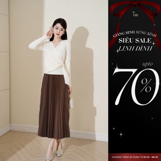 Len cổ V chéo thắt vạt eo TIINSTORE GA23015