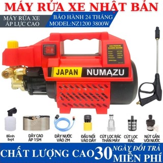 Máy rửa xe áp lực cao- công suất 3800W - Có chỉnh áp - Máy xịt rửa xe gia đình tặng kèm bình tạo bọt tuyết