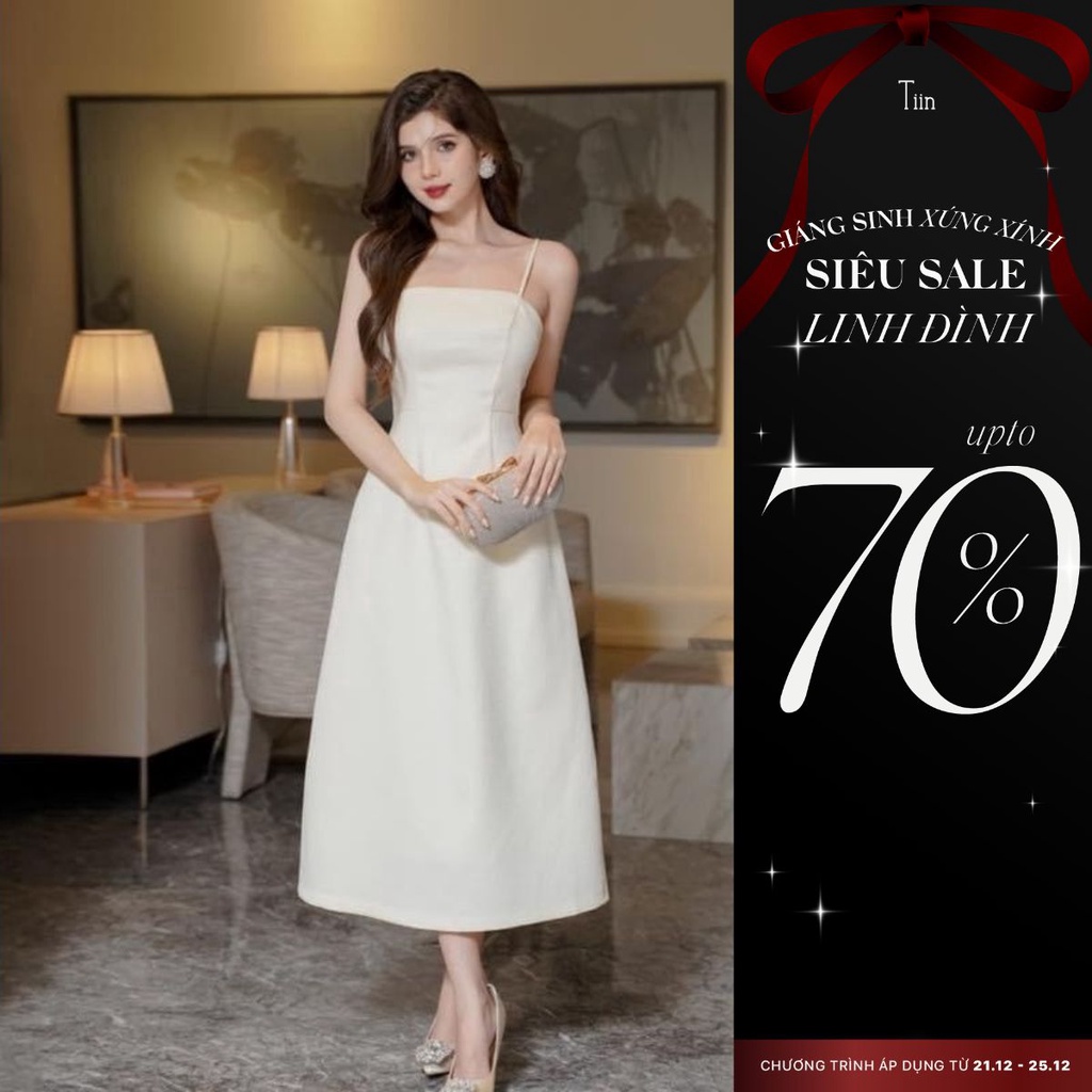 Váy 2 dây dáng A dài cao cấp sang trọng Tiin Store - V0D958
