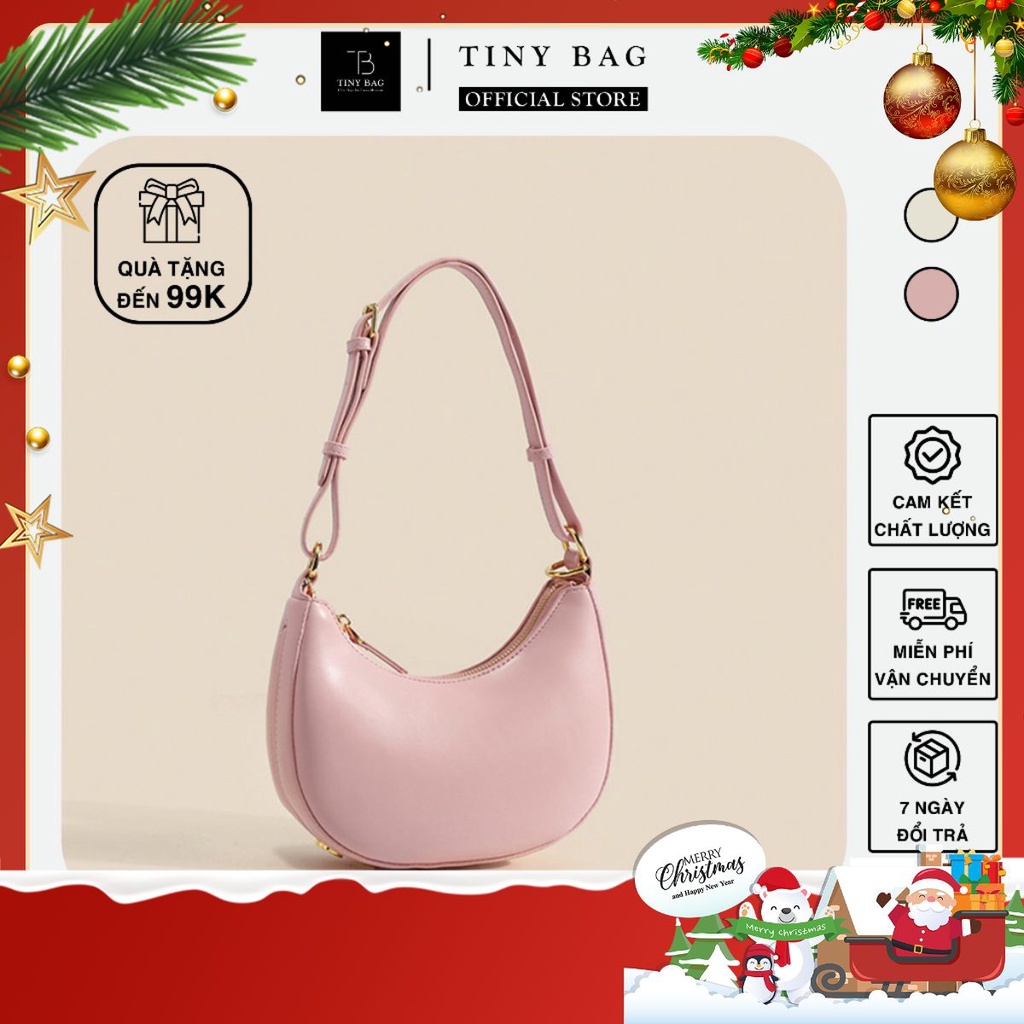 Túi giỏ xách cầm tay nữ hình bán nguyệt, túi dây đeo chéo nữ cao cấp da mềm sang chảnh đi tiệc nhiều kiểu dáng TINY BAG