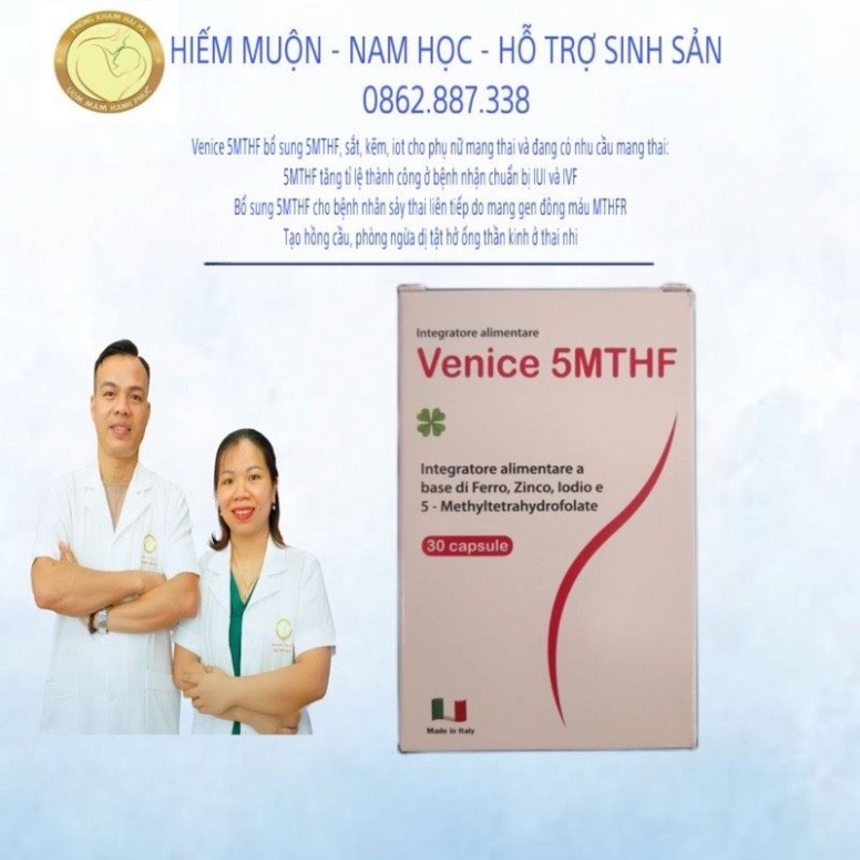 (Hộp 30 viên) Venice 5MTHF bổ sung khoáng chất và vitamin cho phụ nữ mang thai nhập khẩu Ý (tem công ty)