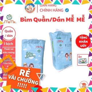 Tã bỉm quần/dán mễ mễ đủ size mềm mỏng siêu thấm khô thoáng cho bé