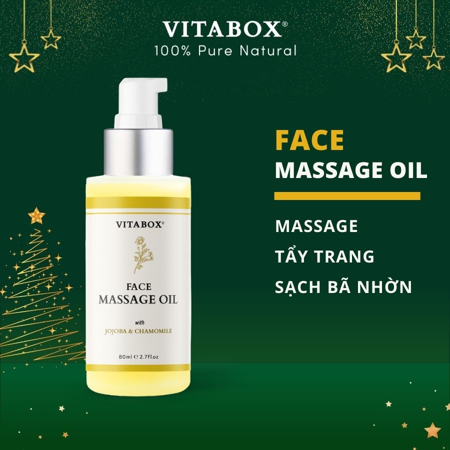 Dầu massage mặt VITABOX từ dầu nền và tinh dầu thiên nhiên, dịu nhẹ cho da nhạy cảm - face massage oil 80mL