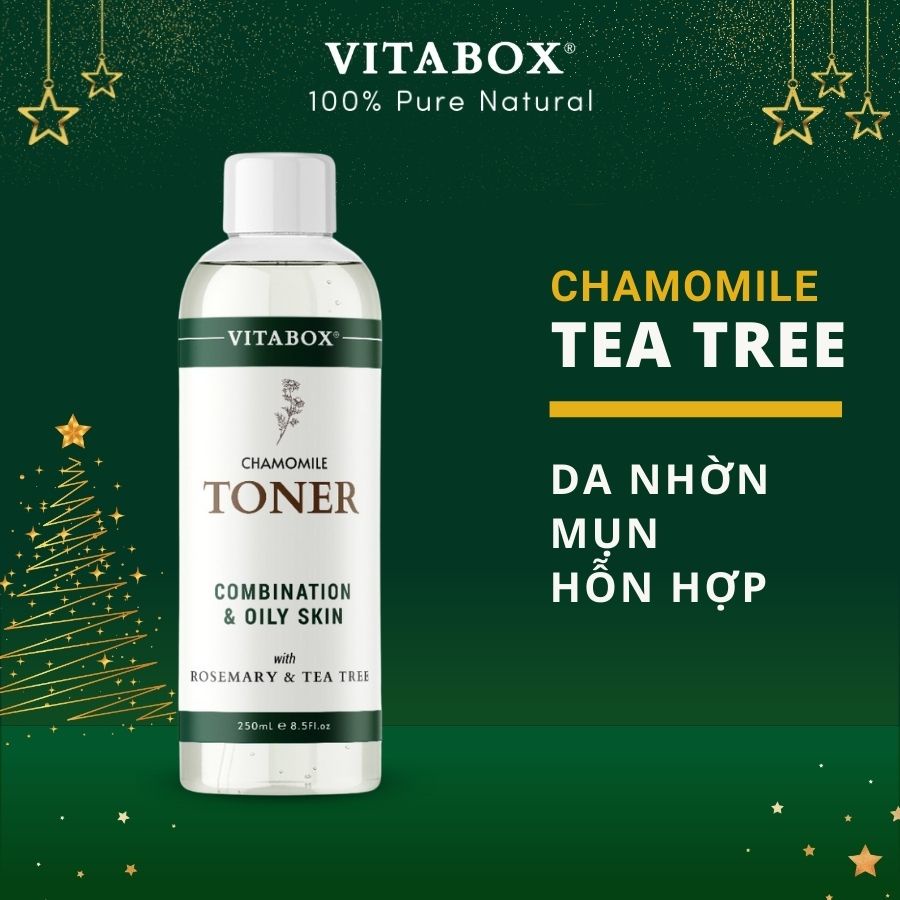 Toner hydrosol cho Da Dầu Mụn VITABOX Tea Tree Chamomile – cân bằng da từ nước ngưng thảo mộc Tràm Trà Hoa Cúc