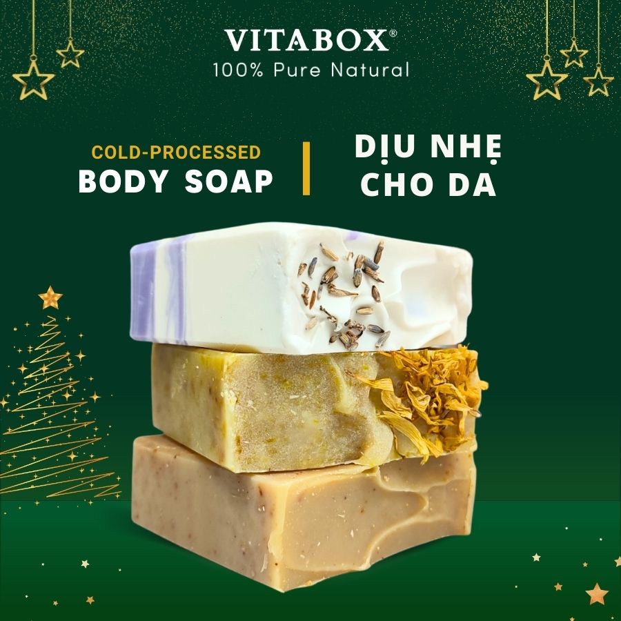 Xà phòng từ dầu Olive VITABOX handmade soap - xà bông tắm thiên nhiên dịu nhẹ cho da nhạy cảm