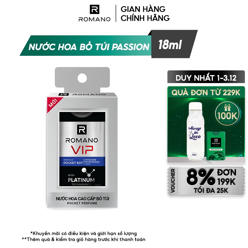 Nước hoa bỏ túi cao cấp Romano Vip 18ml Vision