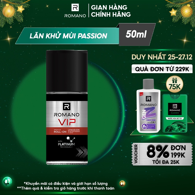 Lăn khử mùi cao cấp Romano Vip 50ml Passion