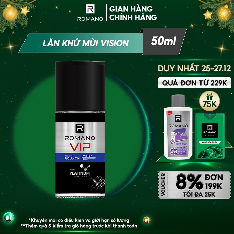 Lăn khử mùi cao cấp Romano Vip 50ml Vision